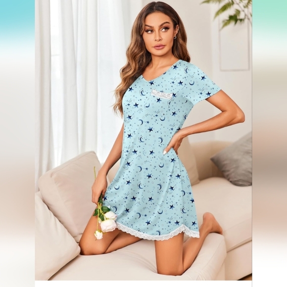 Ekouaer Women's Nightgown Sleepwear Soft Sleepshirt Short Sleeve Size Large-EUC - Picture 2 of 12